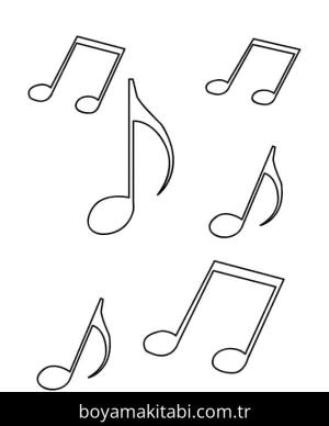 Müzik Notaları boyama sayfası – çocuklar için, çizgi film temalı