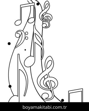 Müzik Notaları boyama sayfası – çocuklar için, çizgi film temalı