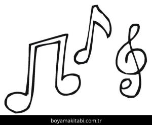 Müzik Notaları boyama sayfası – sevimli karakter, sanatsal çalışma
