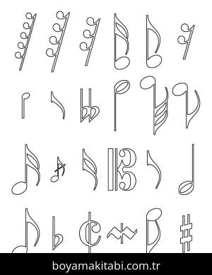 Müzik Notaları boyama sayfası – yaratıcılığı geliştirir, keyifli zaman