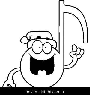 Müzik Notaları boyama sayfası – çizgi film temalı, basit çizim