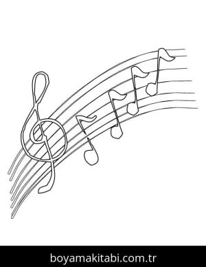 Müzik Notaları boyama sayfası – renkli çizimler, okul öncesi