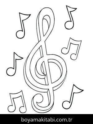 Müzik Notaları boyama sayfası – PDF indir, sevimli karakter