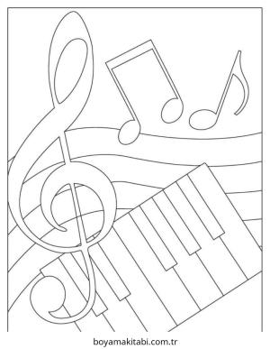Müzik boyama sayfası – evde etkinlik, ücretsiz yazdır