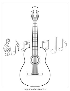 Müzik boyama sayfası – PDF indir, sevimli karakter