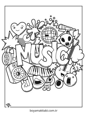 Müzik boyama sayfası – okul öncesi, evde etkinlik