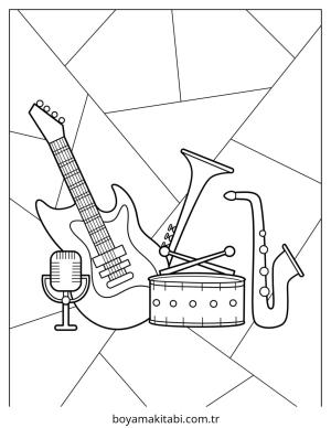 Müzik boyama sayfası – çocuklar için, çizgi film temalı