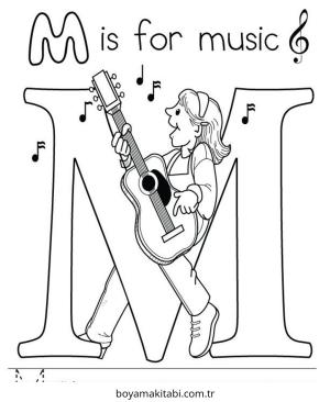Müzik boyama sayfası – kolay boyama, eğitici aktivite