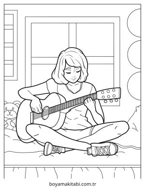 Müzik boyama sayfası – çocuklar için, çizgi film temalı