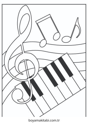 Müzik boyama sayfası – basit çizim, kolay boyama