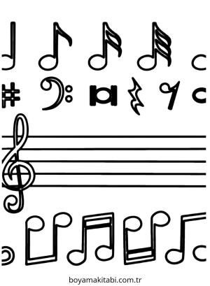 Müzik boyama sayfası – sevimli karakter, sanatsal çalışma