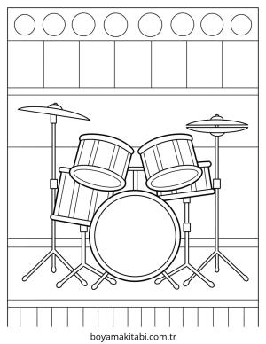 Müzik boyama sayfası – sevimli karakter, sanatsal çalışma