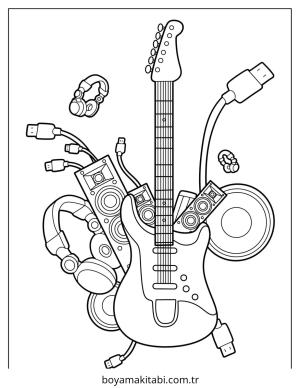 Müzik boyama sayfası – eğlenceli etkinlik, el becerilerini geliştirir