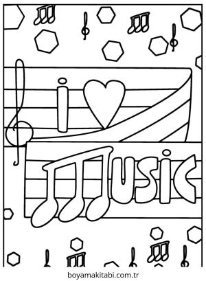 Müzik boyama sayfası – kolay boyama, eğitici aktivite