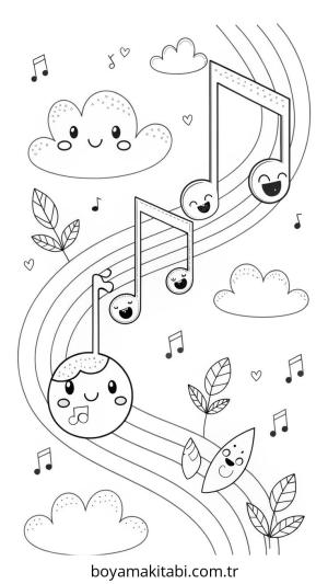 Müzik boyama sayfası – boyama çalışması, yaratıcılığı geliştirir
