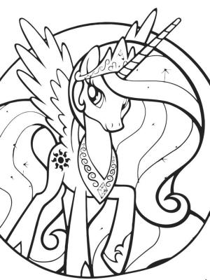 My Little Pony boyama sayfası, My Little Pony coloring page, My Little Pony’deki Prenses Celestia, 