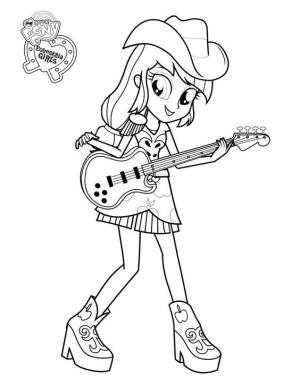 My Little Pony boyama sayfası, My Little Pony coloring page, Applejack Gitar Çalıyor, 