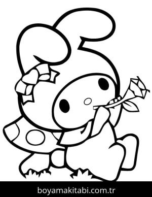 My Melody boyama sayfası – çocuk aktivitesi, PDF indir
