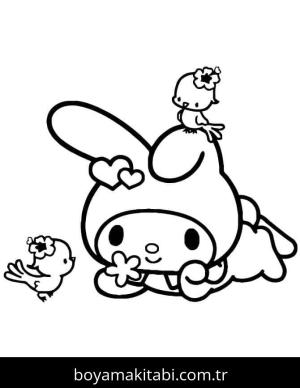 My Melody boyama sayfası – sevimli karakter, sanatsal çalışma