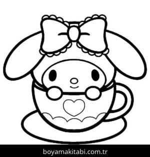 My Melody boyama sayfası – kolay boyama, eğitici aktivite