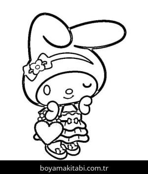 My Melody boyama sayfası – renkli çizimler, okul öncesi