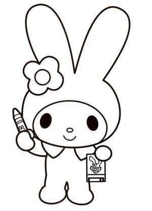 My Melody boyama sayfası,  coloring page, Gülümseyen My Melody, 