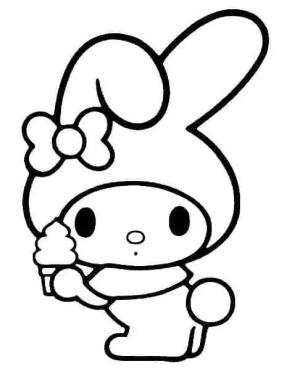 My Melody boyama sayfası,  coloring page, My Melody ve dondurma, 