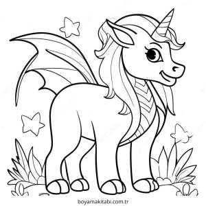 Mythical Creatures boyama sayfası – basit çizim, kolay boyama