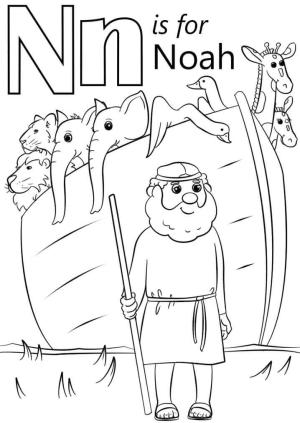 N Harfi boyama sayfası,  coloring page, N Harfi Nuh Içindir, 