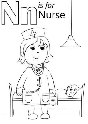 N Harfi boyama sayfası,  coloring page, Hemşire Harf N, 