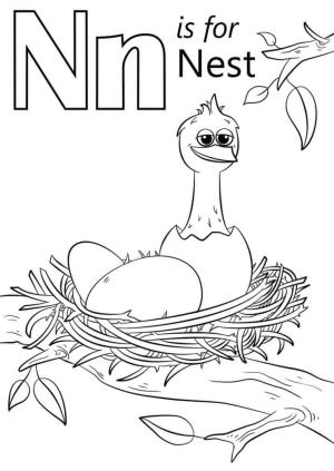 N Harfi boyama sayfası,  coloring page, Yuva Harfi N, 