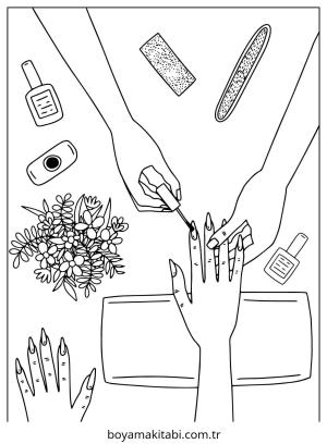 Nails boyama sayfası – kolay boyama, eğitici aktivite