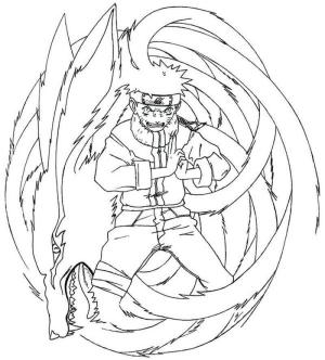 Naruto boyama sayfası,  coloring page, Öfkeli Küçük Naruto ve Dokuz Kuyruk, 