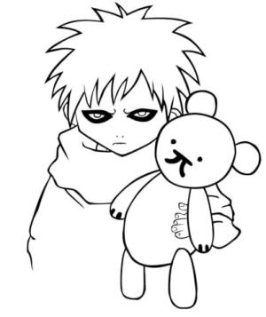 Naruto boyama sayfası,  coloring page, Oyuncak Ayı ile Gaara, 