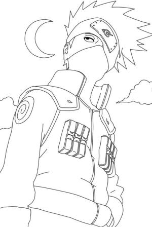 Naruto boyama sayfası,  coloring page, Gecede Kakashi, 