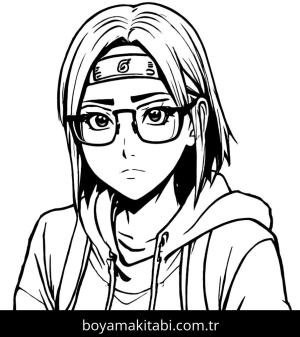 Naruto boyama sayfası,  coloring page, sevimli, karikatür, çerçeveli