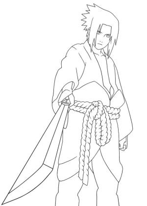 Naruto boyama sayfası,  coloring page, Kılıçlı Sasuke, 