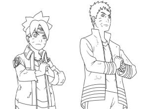 Naruto boyama sayfası,  coloring page, Boruto ve Naruto Dövüşüyor, 