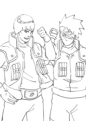 Naruto boyama sayfası,  coloring page, Guy ve Kakashi, 