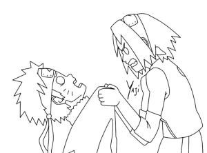 Naruto boyama sayfası,  coloring page, Naruto ile Kızgın Sakura Haruno, 