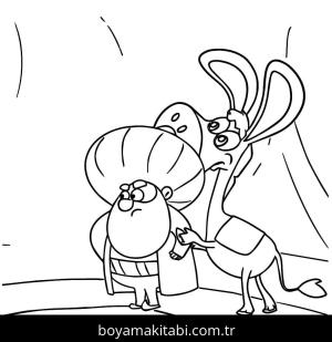 Nasreddin Hoca boyama sayfası – sanatsal çalışma, çocuklar için
