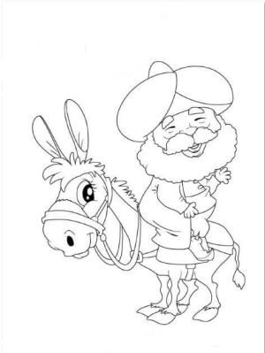 Nasrettin Hoca boyama sayfası,  coloring page, Nasrettin Hoca Eşeğe Binmek, 