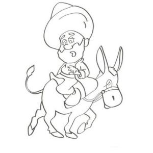 Nasrettin Hoca boyama sayfası,  coloring page, Nasrettin Hoca Üzgün, 