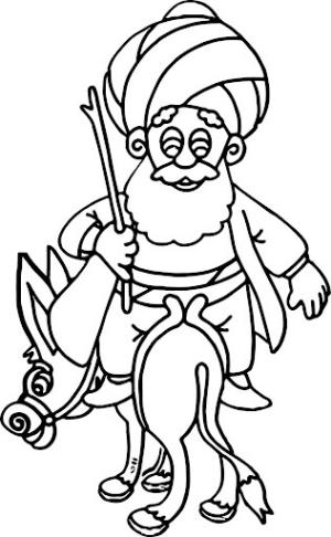 Nasrettin Hoca boyama sayfası,  coloring page, Nasrettin Hoca Mutlu, 