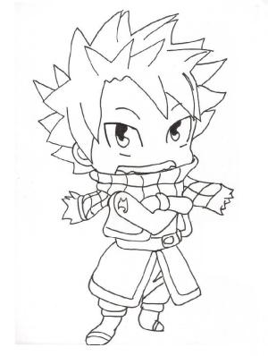 Natsu boyama sayfası,  coloring page, Chibi Natsu Gülümseyerek, 