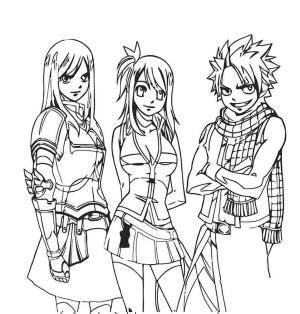 Natsu boyama sayfası,  coloring page, Natsu Ve Iki Kız, 