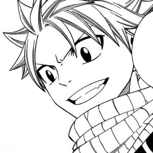 Natsu boyama sayfası,  coloring page, Yüz Natsu Gülümseyerek, 