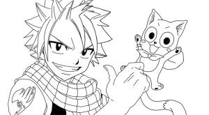 Natsu boyama sayfası,  coloring page, natsu Ve Kedi, 