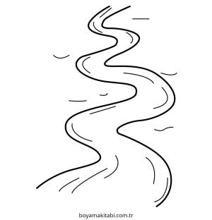 Nehir boyama sayfası – renkli çizimler, okul öncesi