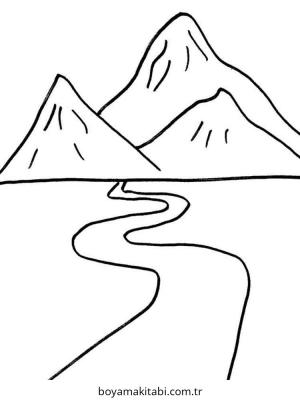 Nehir boyama sayfası – okul öncesi, evde etkinlik